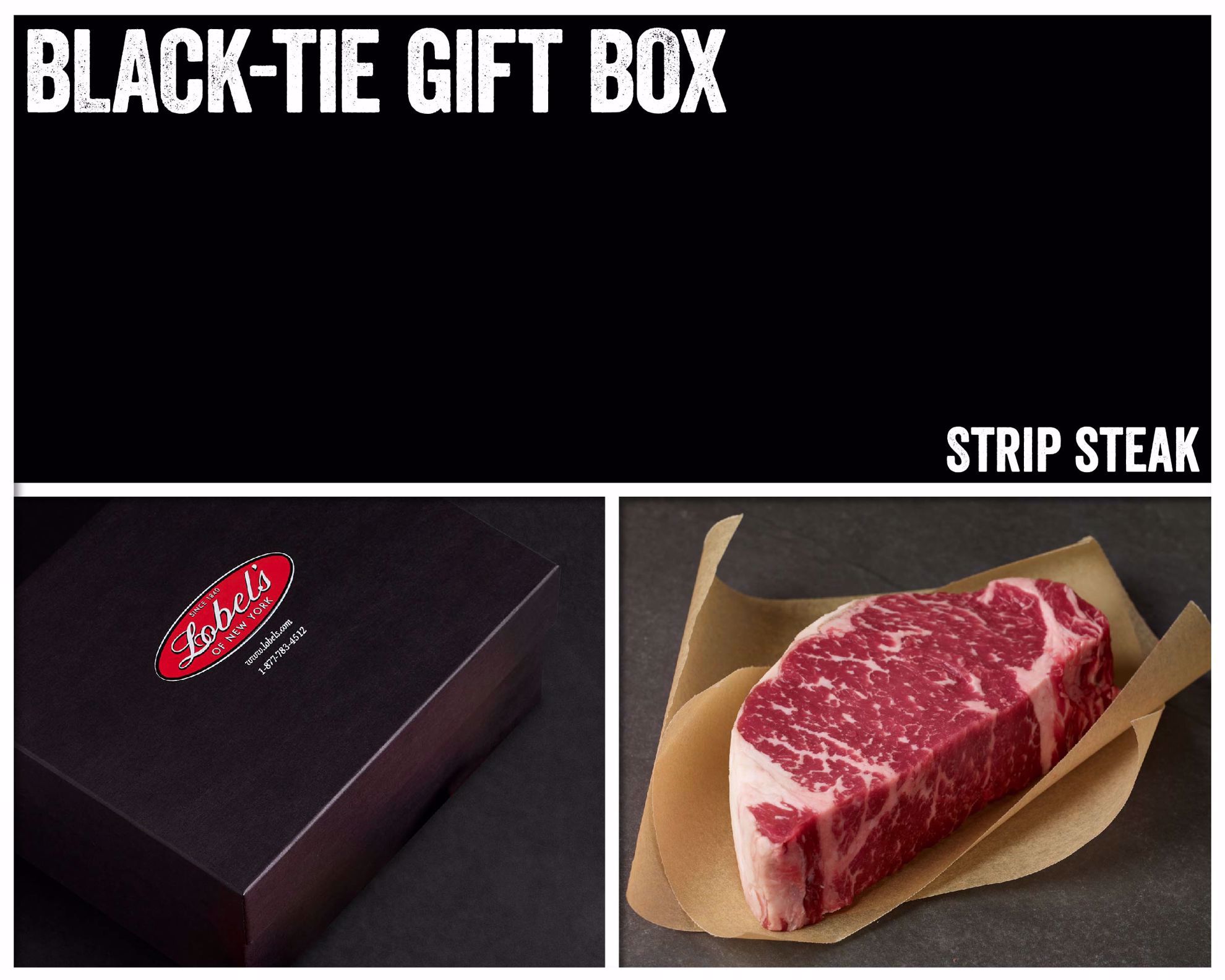 Black-Tie Gift Box: 2 (12 oz.) USDA Prime Dry-Aged Boneless Strip Steaks