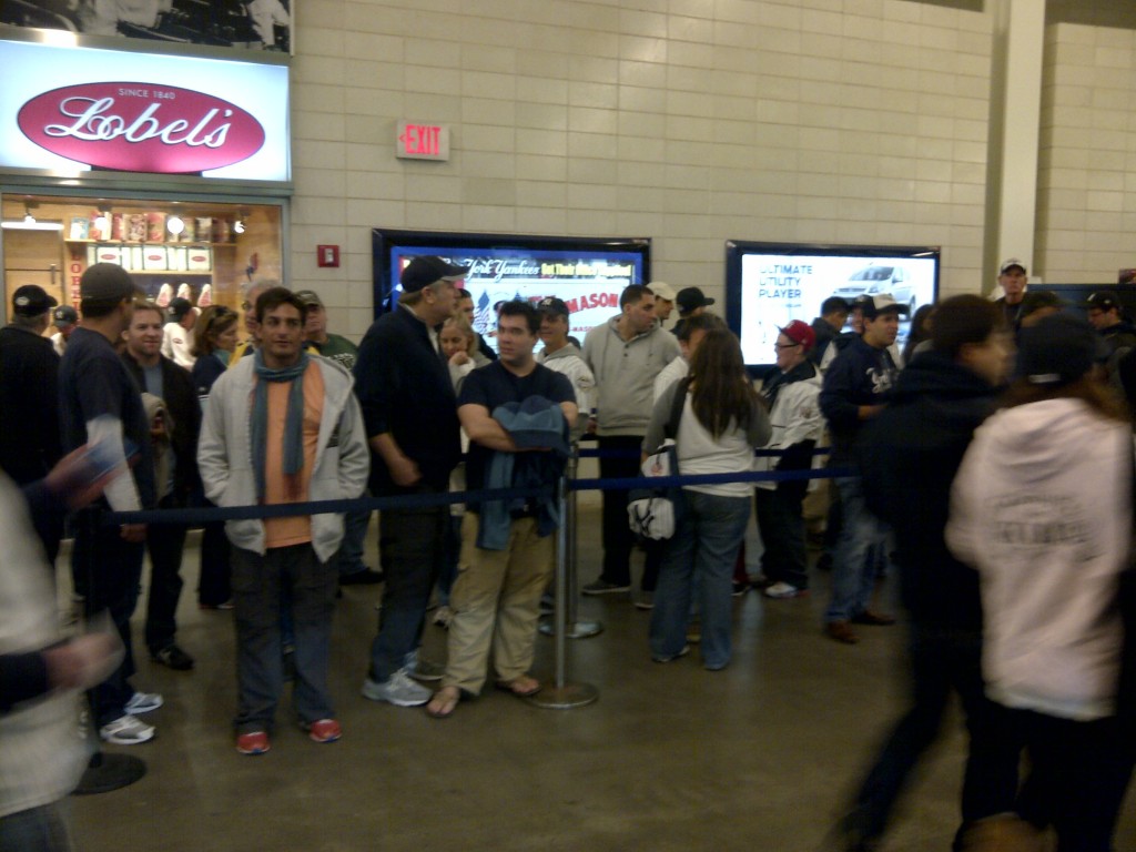 Lines at Lobel's Carving Station at Yankee Stadium during ALCS Games