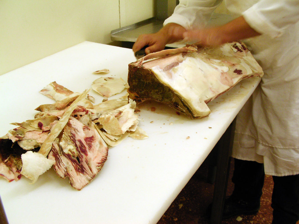 trimming a dry-aged primal